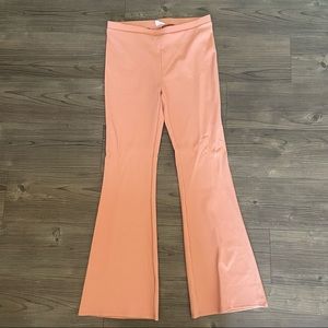 Ribbed Coral Flare Pants